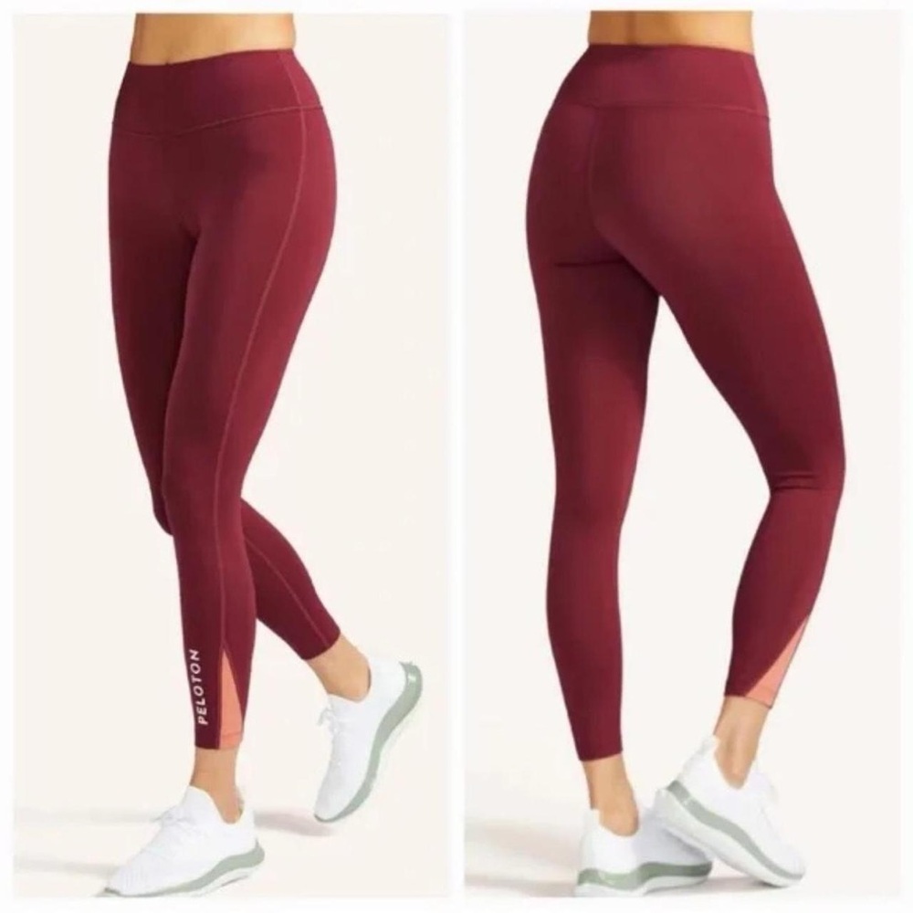 Peloton Womens Move Rib Insert Capri Legging M  Maroon length 24.5 [j-55]